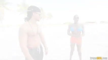 Hot sporty shemale takes big cock