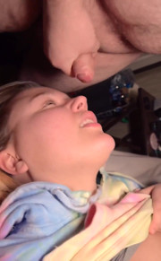 Housewife Gagging on Cock Upside Down, Sucking at the Edge of the Bed, &amp Hot Cum on Tongue!