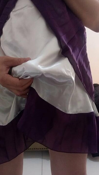 Satin Chiffon Dress Get Pissing and Cum Rag