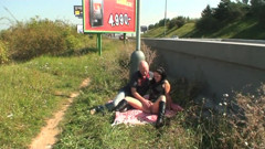Hot brunette hardly fucked outdoor like a slut