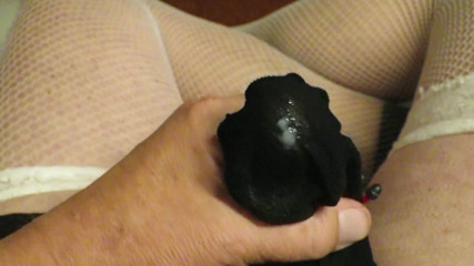 Cumming in black nylons