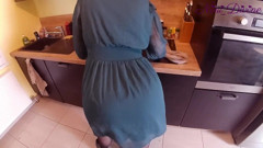Generous Girl Pulled Aside Her Big Panties to Get Fucked in the Kitchen!