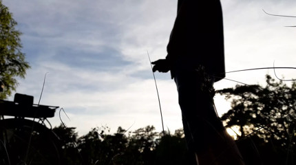 Beautiful sundown scenery jerk off of hot and horny guy on public hiking trail almost got caught cumming hard and loud