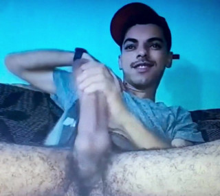 Very hot young Latino edging his monster huge massive cock
