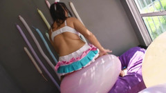 Bunny Rides and Pop Massive Marbled Balloons - Bunny Looner
