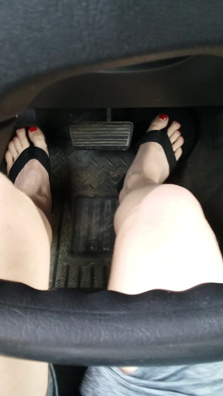 Secretly driving in girly sandals