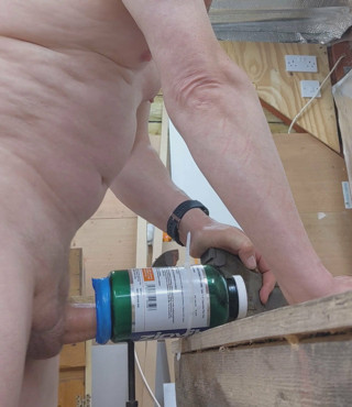 Moaning as i slip my cock inside a homemade toy