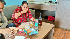 Indian couple intimate in hotel room