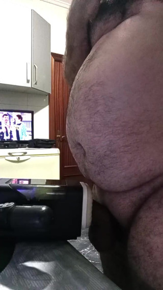 Handsome Mature Chubby with Big Fat Cock Fucking My Sex Machine Until I Cum Inside