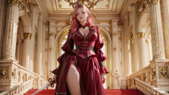 Crimson Throne the Pink Queen's Coronation! Deep Red Silk, Golden Goblet, and a Lazy Gaze From the Throne. Pure Fantasy
