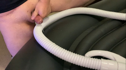 Small Cock Masturbating, Rubbing And Cumming On Vacuum Hose