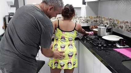 Apu Gets Horny with Little Jassi in the Kitchen. He Fucks Her Tight Pussy Very Well