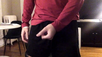 jerking off my hairy cock in evening to relax myself, jizzed on my shirt