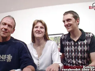 Real German couple make first threesome MMF at amateur casting