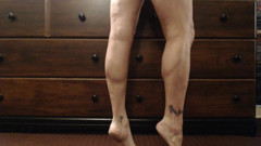 Beautiful flexed pumped calf muscle