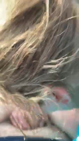 Whore sucking my dick in car