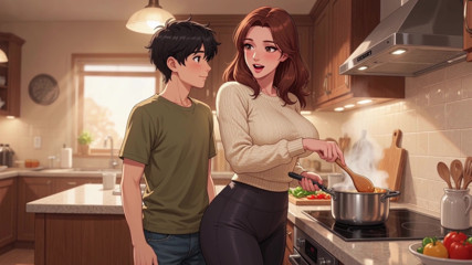 The stepson came back from university and he had a great time with his stepmom