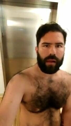 Naked Elevator Ride - Hairy Exhibitionist