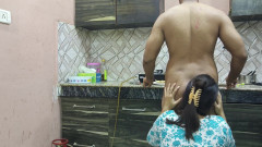 Beautiful Indian Step Mom Pussy and Ass Fucked Hard by Step Son While He Is in Kitchen to Seducing
