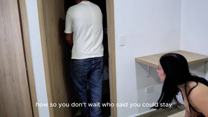 Nerdy stepbrother takes away his half-brother's rage with his huge cock, until he cums in his mouth