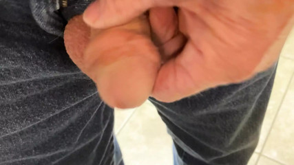 Stroking soft cock