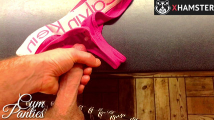 Cumshot on stepmother's panties
