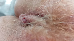 Showing my body : red pussy, lying on the sofa