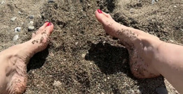 For Those Who Love Legs, I'm Having Fun in the Sand.