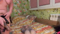 Stepmom pegging her stepson Etiene, want make him pregnant with magic pill