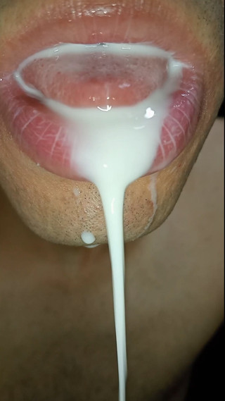 mouth milk, long tongue, sloopy, hard, kiss, tongue, playing with your cum, submissive, throat thumbnail
