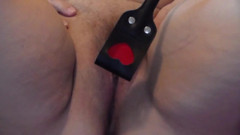 Closeup of Jen's pussy when John is spanking it