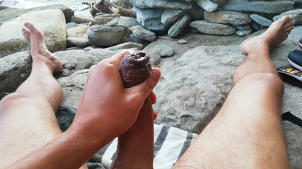 Cumming at the nude beach