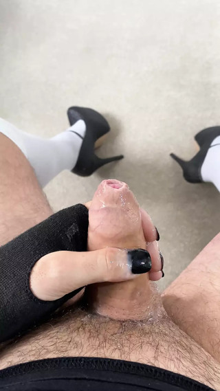 Cum over my hand in stiletto heels
