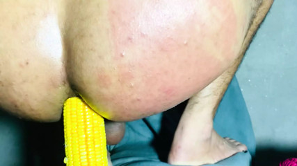 Homemade solo sex video, in this position corn toy is going inside very well, pain is happening in my hole