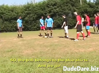 Horny gay soccer players banging hard after the game