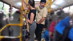 Slutty Student Gets Cumshot in Public on the Bus