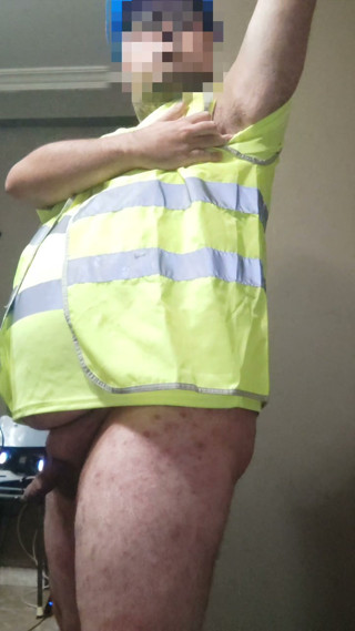 Construction bear working hard at home