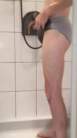 Getting my tight grey briefs wet in the shower (Requested)