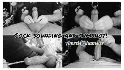 Cock sounding. Powerful orgasm and sperm on the balls.