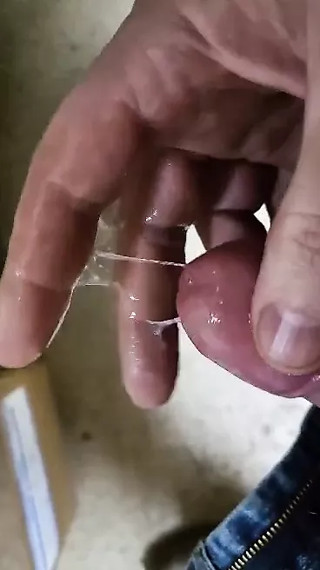 Precum like crazy at work with my soft cock