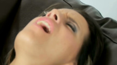 Pierced Pussies on the Sofa - Two Girlfriends Trade Tongues