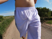 Flashing My Boner in See Thru Basketball Shorts for the Cyclists and Runners