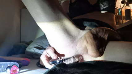 Femboy does anal with glass dildo thumbnail