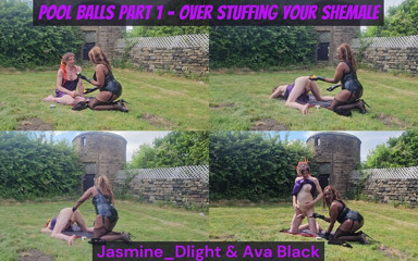 Jasmine_dlight &amp; Ava Black - Pool Balls Part 1 - Over Stuffing Your Shemale Outdoor thumbnail