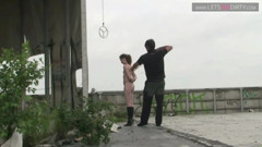 Blonde babe gets bonded and hanged with ropes