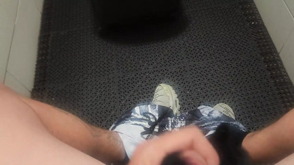 Masturbating in a Public Toilet - Big Load