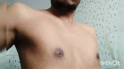 Indian boy taking bath
