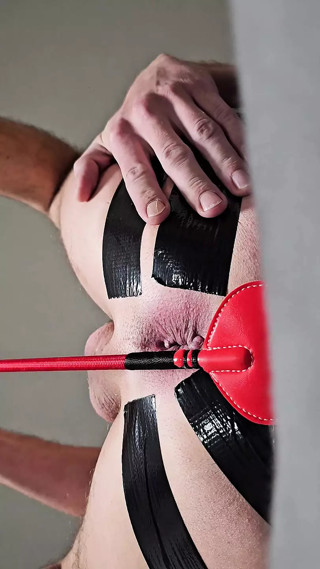 Caning and slapping asshole