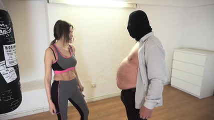 Yoga instructor punishing her slave