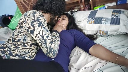 Churidar leggings removal and top only romance sex video by Vaishnavy and Sharun Raj, Mallu couple hot bedroom romance sex